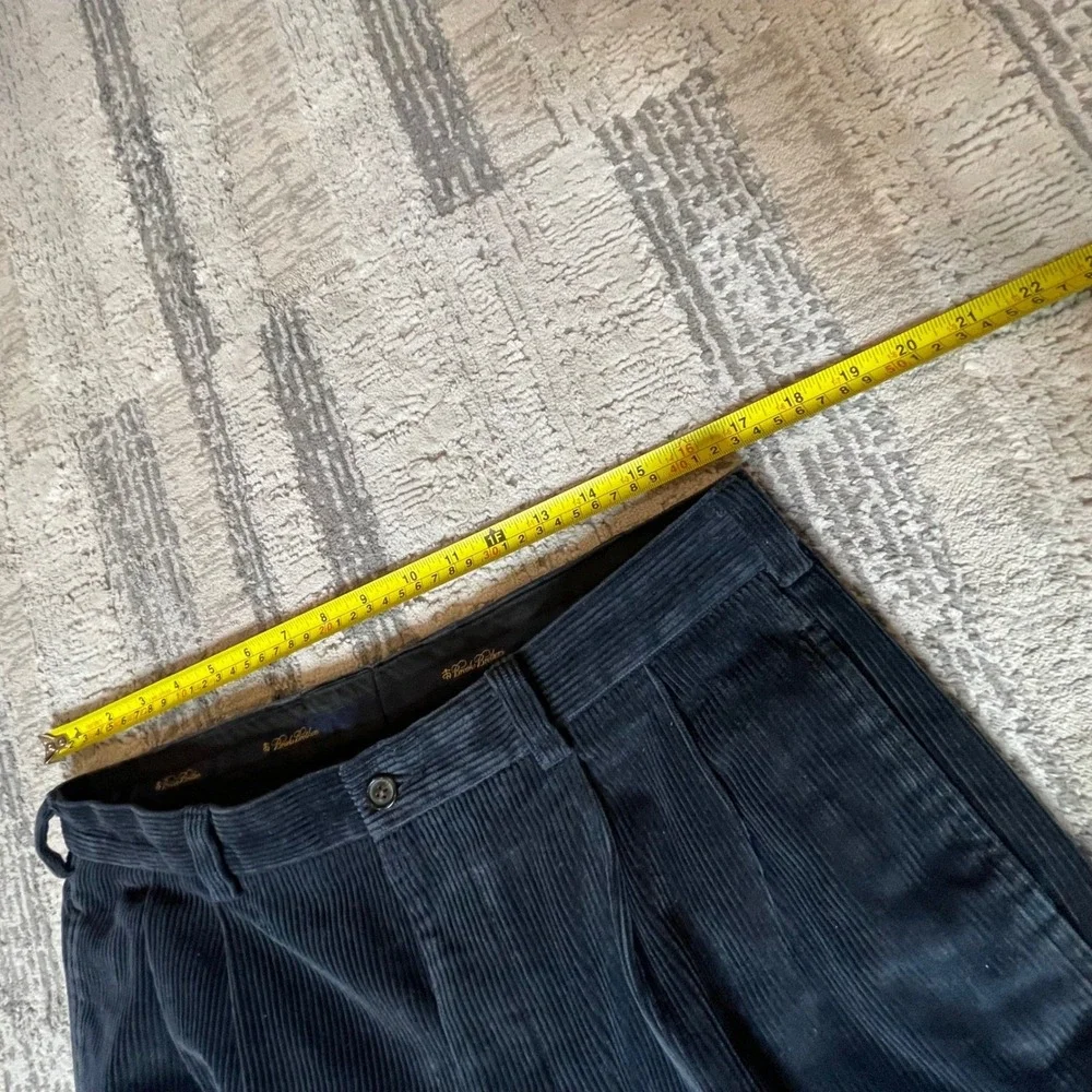 Brooks Brothers Elliot Navy Pleated Corduroy Trousers Mens 34x30 Woven in France